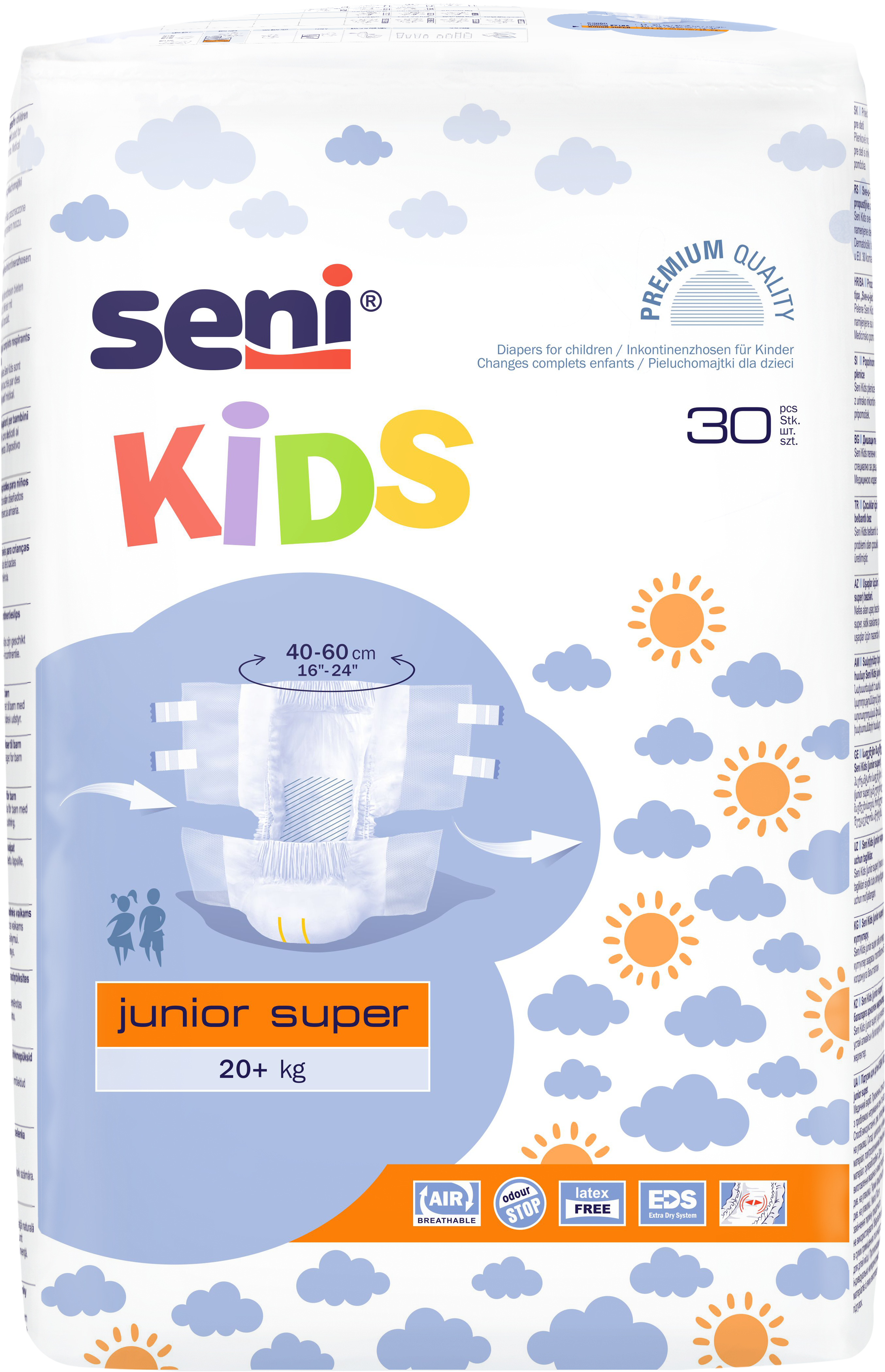 Seni Kids Junior Super - 30 Windeln für Kinder mit Harn- und Stuhlinkontinenz