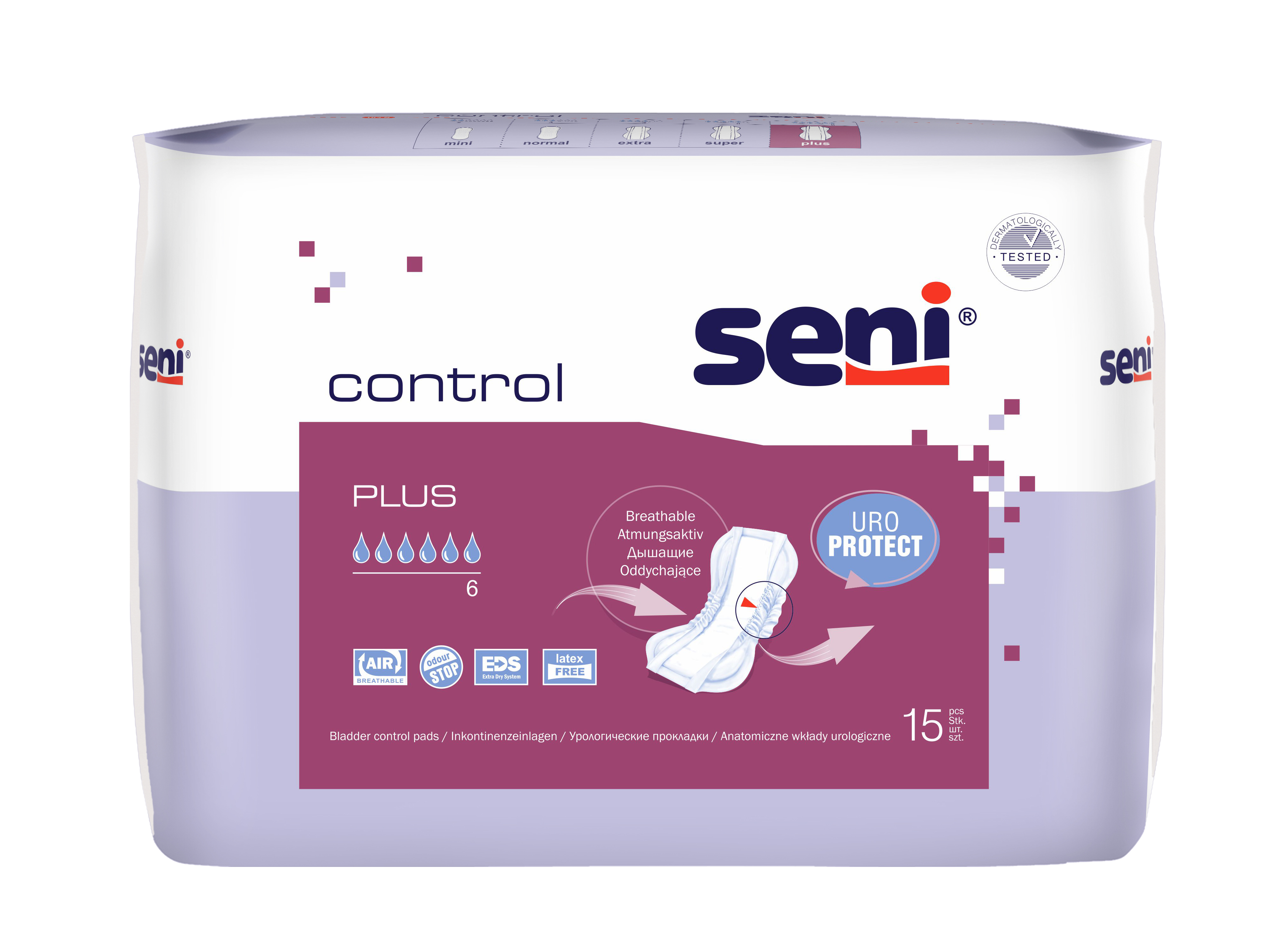 Seni Control Plus (6 Tropfen) - 15 Einlagen bei Harninkontinenz für Männer und Frauen
