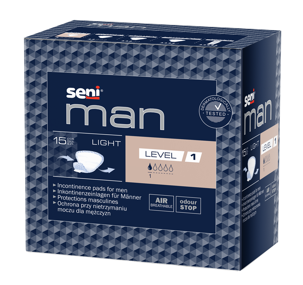 Seni Man Light Level 1 (1 Tropfen) - 15 Einlagen für Männer bei tröpfelnder und leichter Harninkontinenz