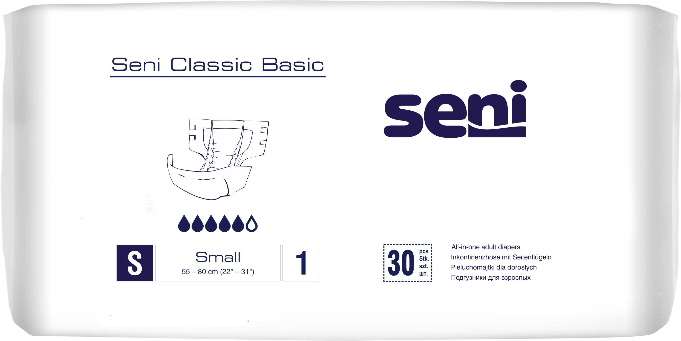 Seni Classic Basic Small - 30 Windeln bei mittlerer bis schwerer Harn- und Stuhlinkontinenz