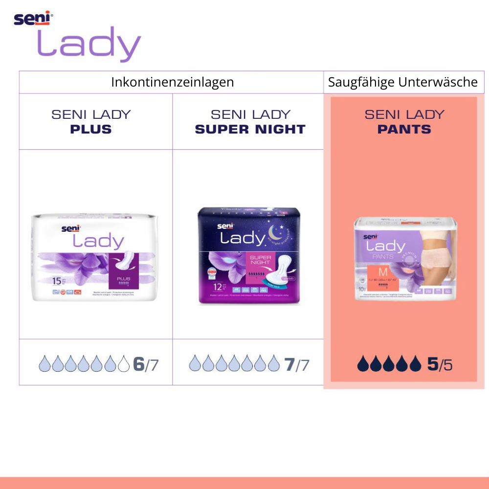 Seni Lady Pants Large - 10 Pants für Frauen mit leichter bis mittlerer Inkontinenz