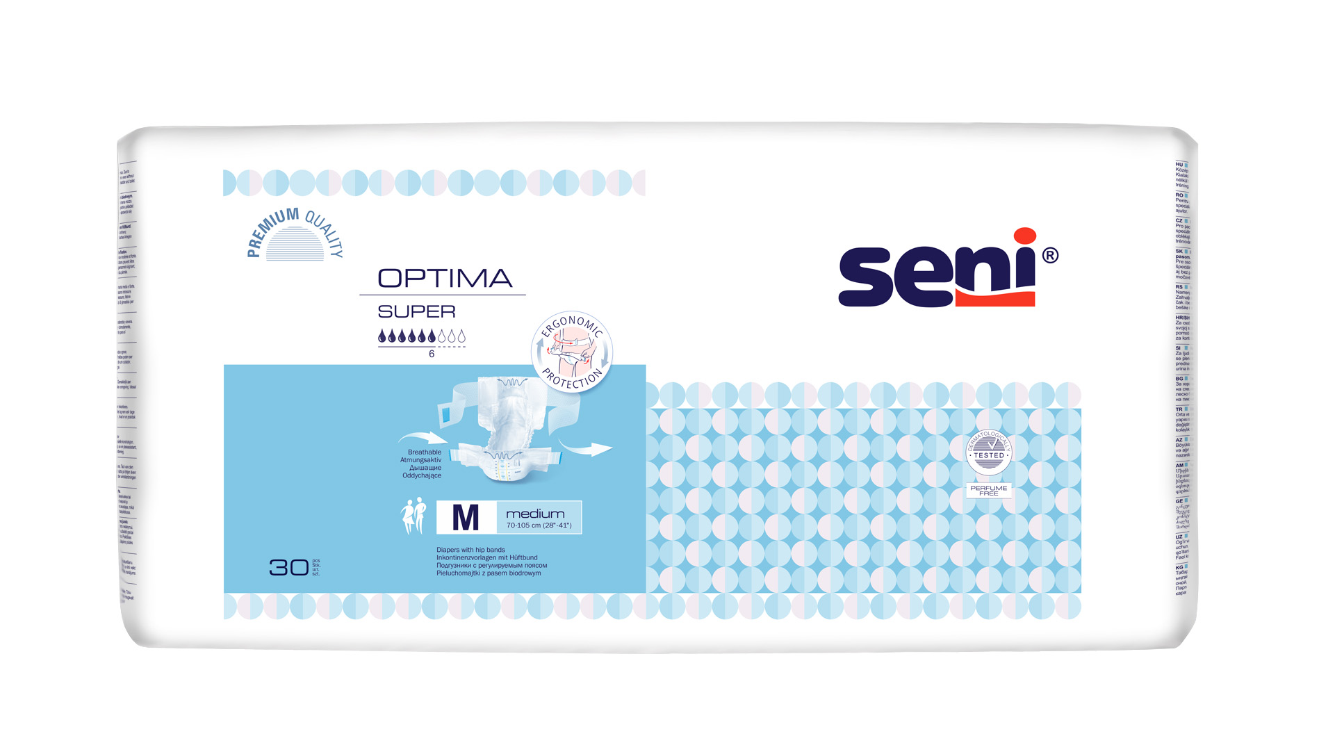 Seni Optima Super Medium - 30 Inkontinenzvorlagen mit Hüftbund für Menschen mit mittlerer bis schwerer Harn- und Stuhlinkontinenz