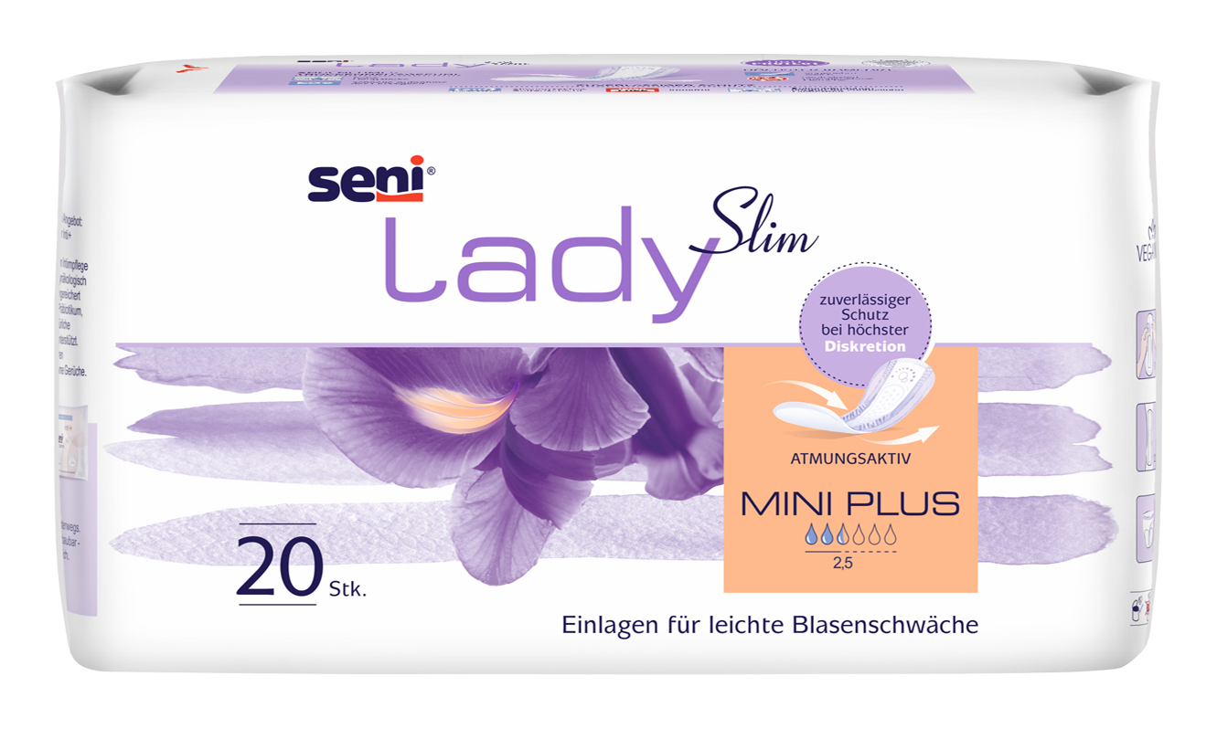 Seni Lady Slim Mini Plus (2,5 Tropfen) - 20 Einlagen für Frauen mit mittlerer Blasenschwäche Seni Lady Slim Mini Plus (2,5 Tropfen) - 20 Einlagen für Frauen mit mittlerer Blasenschwäche