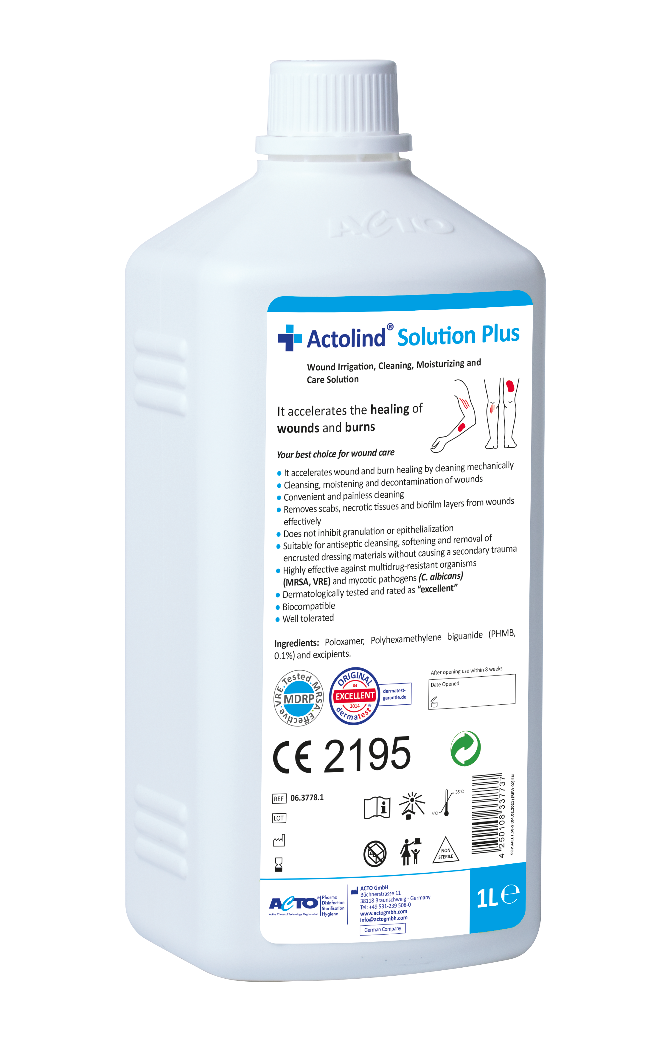 1000 ml ACTOLIND® SOLUTION PLUS Lösung zur Reinigung, Spülung, Befeuchtung und Pflege der Wunde Kopie