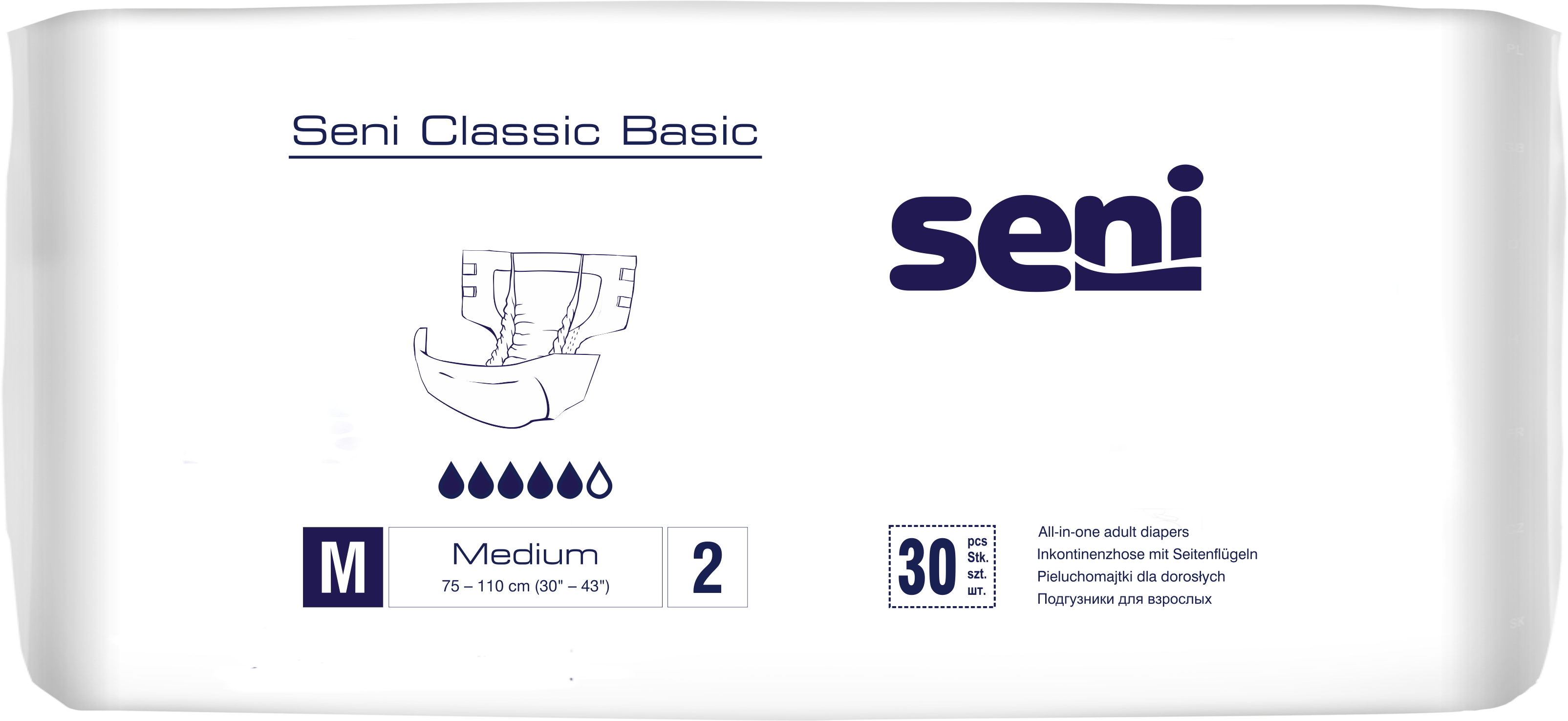 Seni Classic Basic Medium - 30 Windeln bei mittlerer bis schwerer Harn- und Stuhlinkontinenz