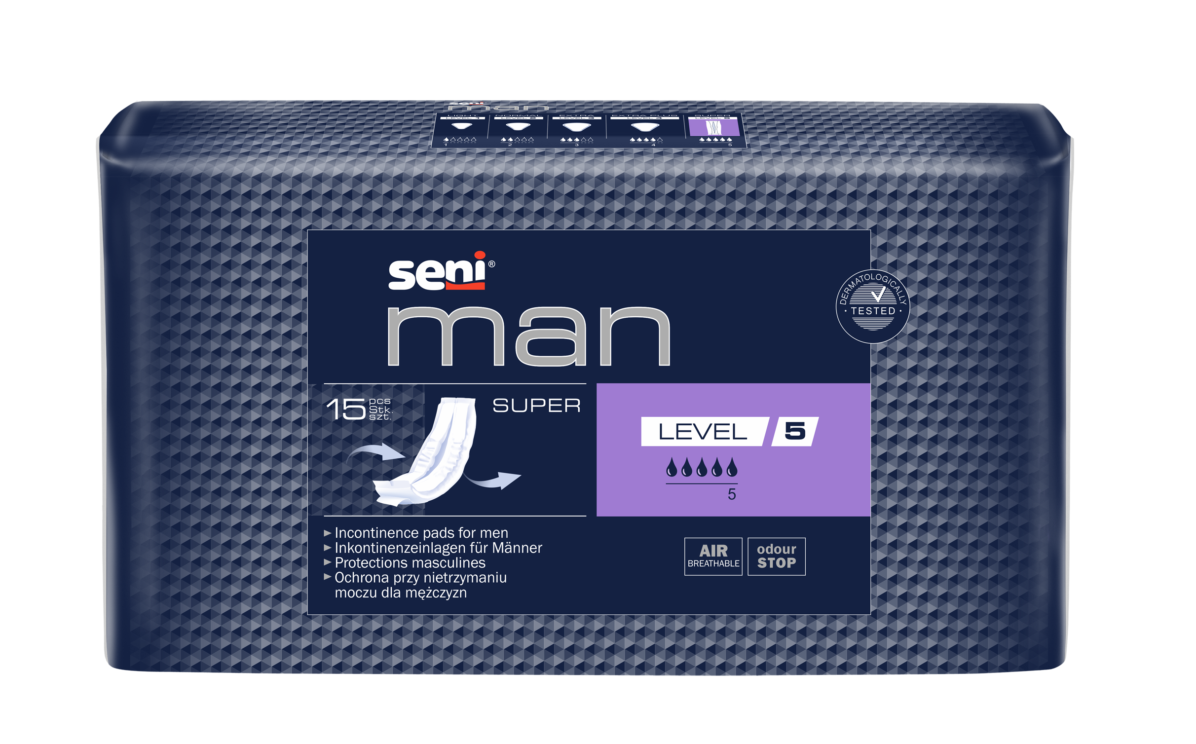 Seni Man Super Level 5 (5 Tropfen) - 15 Einlagen für Männer bei leichter und mittlerer Harninkontinenz Seni Man Super Level 5 (5 Tropfen) - 15 Einlagen für Männer bei leichter und mittlerer Harninkontinenz