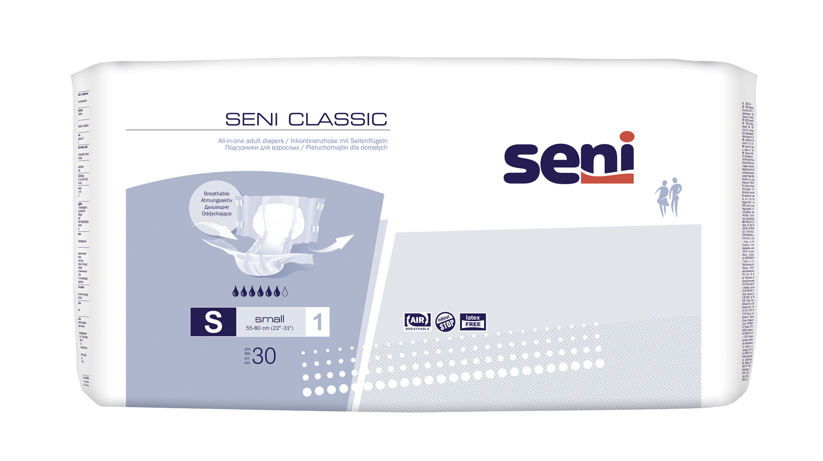 Seni Classic Small - 30 Windeln bei mittlerer bis schwerer Harn- und Stuhlinkontinenz