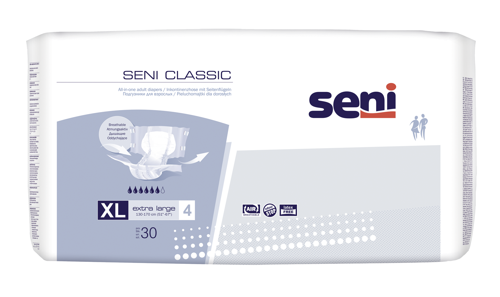 Seni Classic Extra Large - 30 Windeln bei mittlerer bis schwerer Harn- und Stuhlinkontinenz