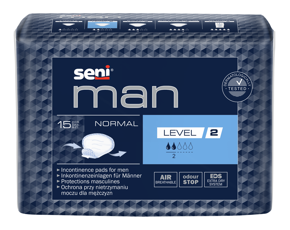 Seni Man Normal Level 2 (2 Tropfen) - 15 Einlagen für Männer bei leichter Harninkontinenz Seni Man Normal Level 2 (2 Tropfen) - 15 Einlagen für Männer bei leichter Harninkontinenz