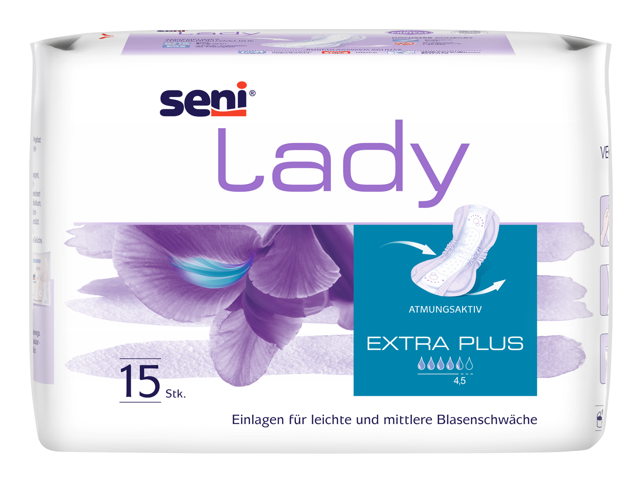 Seni Lady Extra Plus (4,5 Tropfen) - 15 Einlagen für mittlere bis schwere Blasenschwäche Seni Lady Extra Plus (4,5 Tropfen) - 15 Einlagen für mittlere bis schwere Blasenschwäche